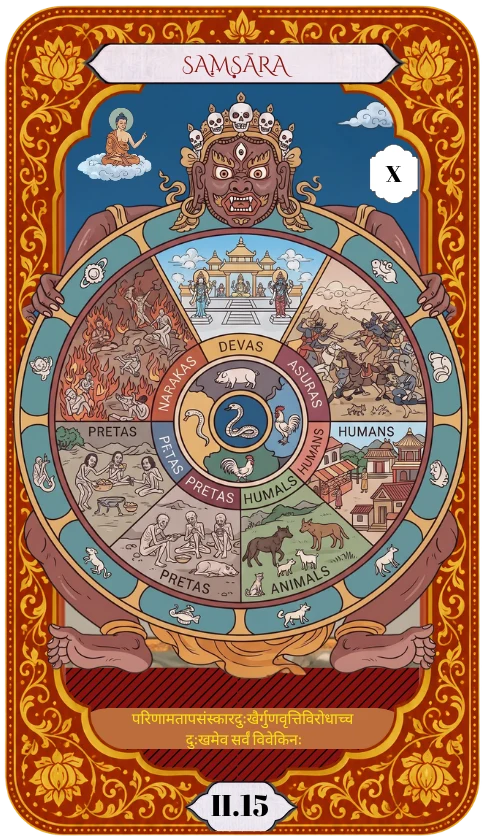 Carta A Roda da Fortuna, Saṃsāra, do Tarô do Yoga