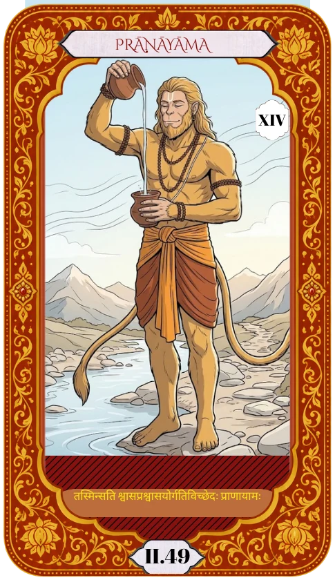 Carta A Temperança, Prāṇāyāma, do Tarô do Yoga