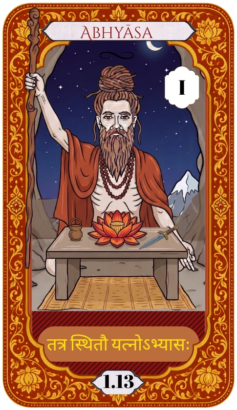 Carta O Mago, Abhyāsa, do Tarô do Yoga